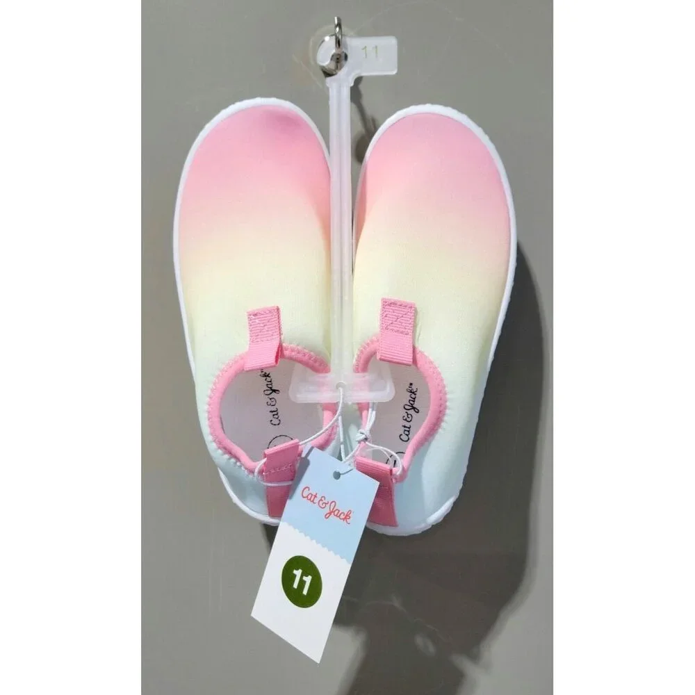 Cat & Jack Lake Bright Pink & Yellow Ombré Water Shoes -- Little Girls' Size 11